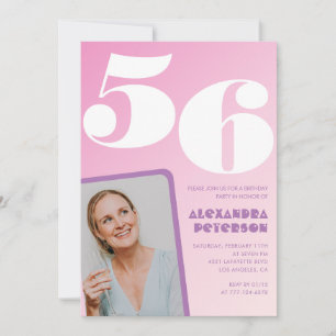 Pink 56th birthday invitations Retro Photo
