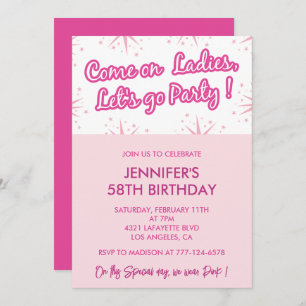 Pink 58th birthday invitations Trendy Fun Girly