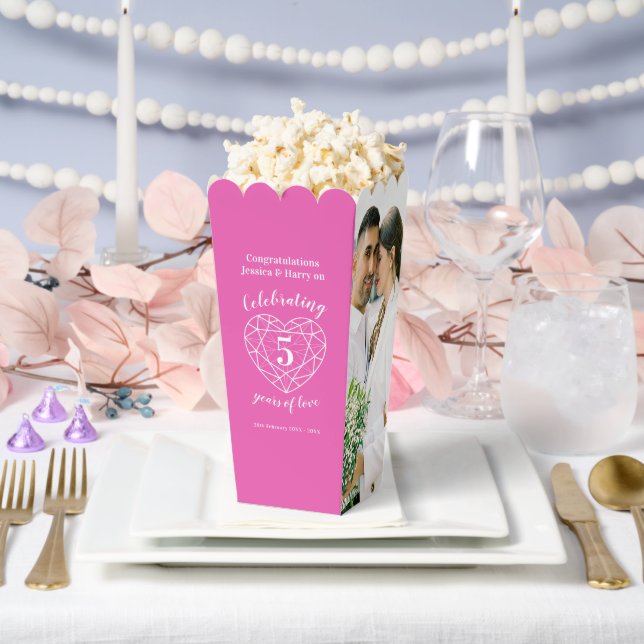 Pink 5th wedding anniversary Tourmaline two photos Favour Box (Wedding)