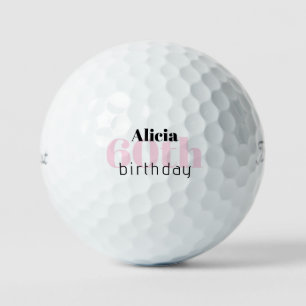 Pink 60th Birthday Custom Name Titleist Pro V1 Golf Balls