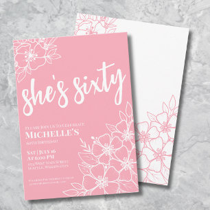 Pink 60th Birthday Party Invitation