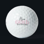 Pink 60th Birthday Personalised Titleist Pro V1 II Golf Balls<br><div class="desc">"60"  or any age.  Personalised.  Pink and black text.  Woman golf ball.  Script name.</div>