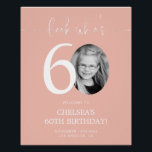 Pink 60th Birthday Welcome Sign | Look Who's 60<br><div class="desc">Welcome guests to your 60th birthday celebration with this stunning editable welcome sign. Featuring a sleek, customizable layout, this template allows you to easily add your own photo and personalize the text, making it a perfect addition to your milestone 60th birthday decor. Ideal for entryways or as a party focal...</div>