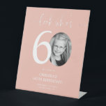 Pink 60th Birthday Welcome Sign | Look Who's 60<br><div class="desc">Welcome guests to your 60th birthday celebration with this stunning editable welcome sign. Featuring a sleek, customizable layout, this template allows you to easily add your own photo and personalize the text, making it a perfect addition to your milestone 60th birthday decor. Ideal for entryways or as a party focal...</div>