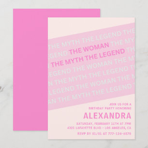 Pink 63rd birthday invitations Humour Woman Myth 