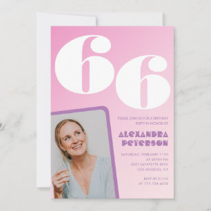Pink 66th birthday invitations Retro Photo