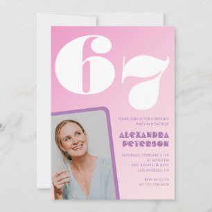 Pink 67th birthday invitations Retro Photo