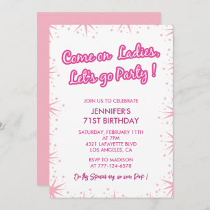 Pink 71st birthday invitations Sparkle Girl 
