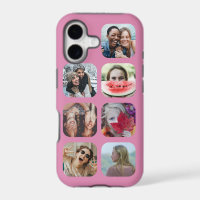 Pink 7 Square Photo Collage Template 