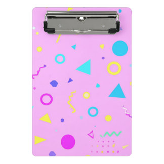 Pink 80s Memphis Geometric Pattern Mini Clipboard