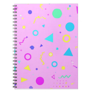 Pink 80s Memphis Geometric Pattern Notebook