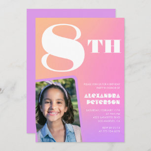Pink 8th birthday invitations Colourful Photo