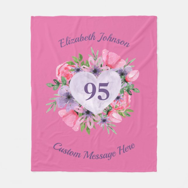Pink 95th Birthday Blanket for Women (Front)