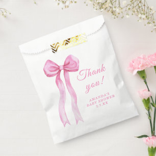 Pink a Bow It's Girl Baby shower Thank you Favour Bags
