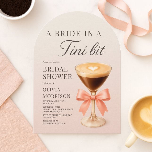 Pink A Bride in a Tini Bit Coquette Bridal Shower Invitation (Creator Uploaded)