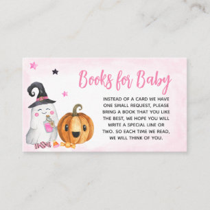 Pink A Little Boo Baby Shower Books for Baby Enclosure Card