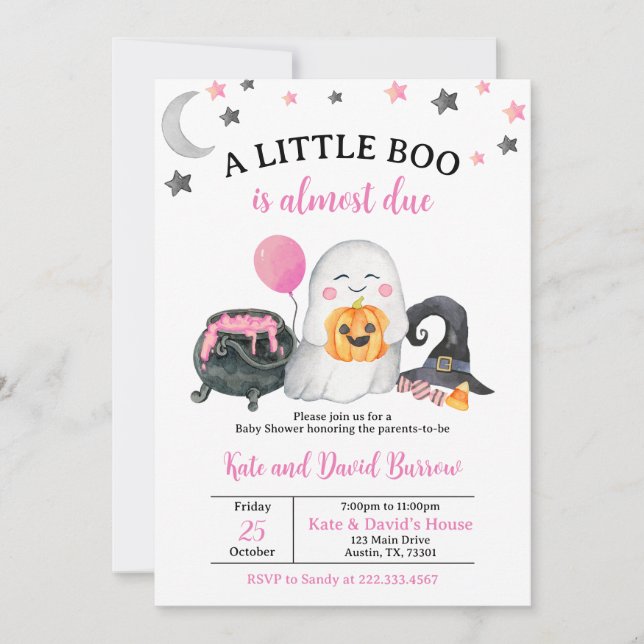 Pink A Little Boo Baby Shower Invitation (Front)