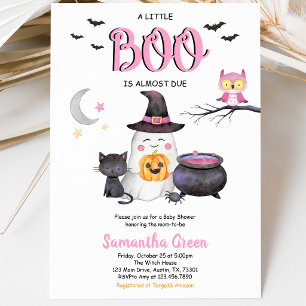 Pink A Little Boo Baby Shower Invitation