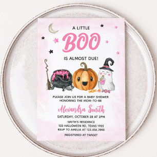 Pink A Little Boo Baby Shower Invitation