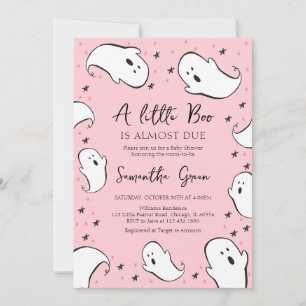 Pink A Little Boo Baby Shower Invitation