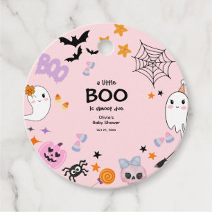 Pink A Little Boo Cute Ghost Halloween Baby Shower Favour Tags