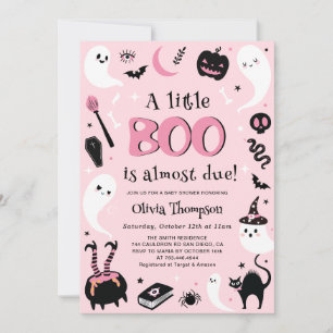 Pink A little Boo Halloween Baby Shower Invitation
