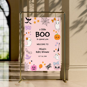 Pink A Little Boo Halloween Baby Shower Welcome  Poster