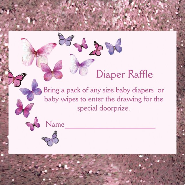 Pink A Little Butterfly Baby Shower Diaper Raffle Enclosure Card (Creator Uploaded)
