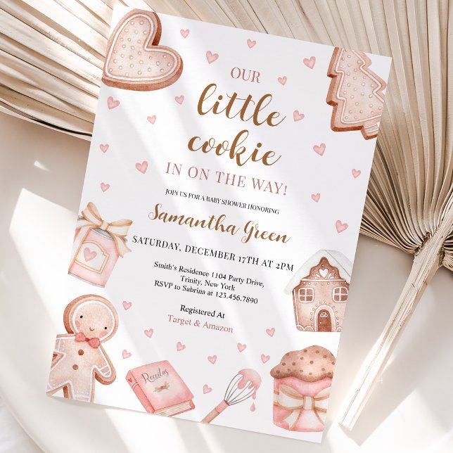 Pink A Little Cookie Baby Shower Invitation (Creator Uploaded)