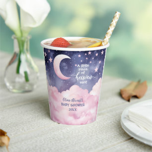 Pink A Little Piece of Heaven Sent Baby Shower Paper Cups
