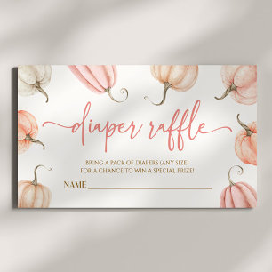 Pink A Little Pumpkin Baby Shower Diaper Raffle Enclosure Card