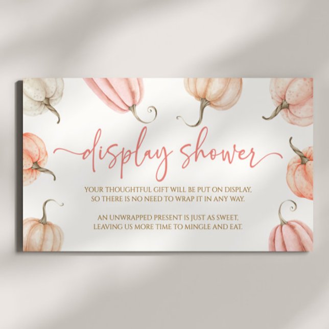 Pink A Little Pumpkin Baby Shower Display Shower Enclosure Card (Creator Uploaded)