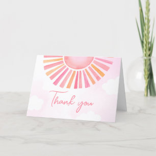 Pink A Little Ray of Sunshine Baby Shower Thank You Card