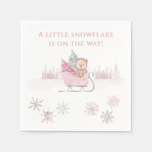Pink A Little Snowflake Baby Shower Napkin
