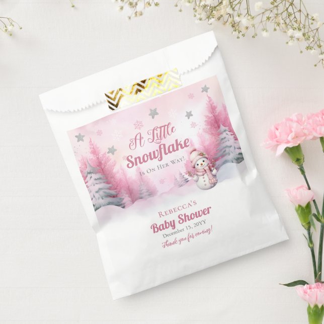 Pink A Little Snowflake | Snow Girl Baby Shower Favour Bags (Sealed)