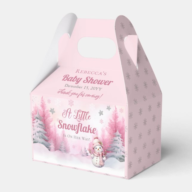 Pink A Little Snowflake | Snow Girl Baby Shower Favour Box (Front Side)
