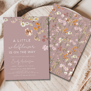 Pink A Little Wildflower Baby Shower Invitation