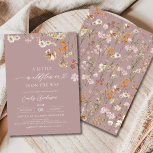 Pink A Little Wildflower Boho Baby Shower Invitation
