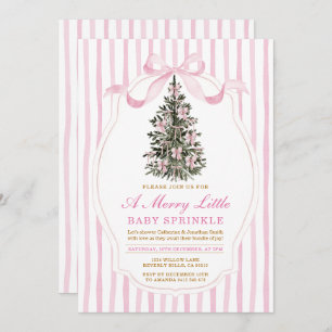 Pink A Merry Little Baby Sprinkle Christmas Tree Invitation