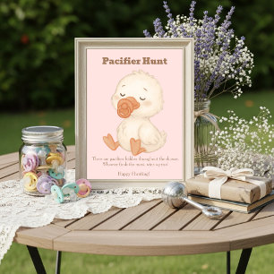 Pink A Silly Goose Pacifier Hunt Baby Shower   Invitation