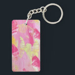 Pink Abstract Art Acrylic Keychain<br><div class="desc">My emphasis on happy art means that the items you touch and hold each day, the items that do daily work for you, make you smile at the same time! Meet "Wings, " an abstract art, pink and yellow, modern design on something as everyday as a key chain! But if...</div>