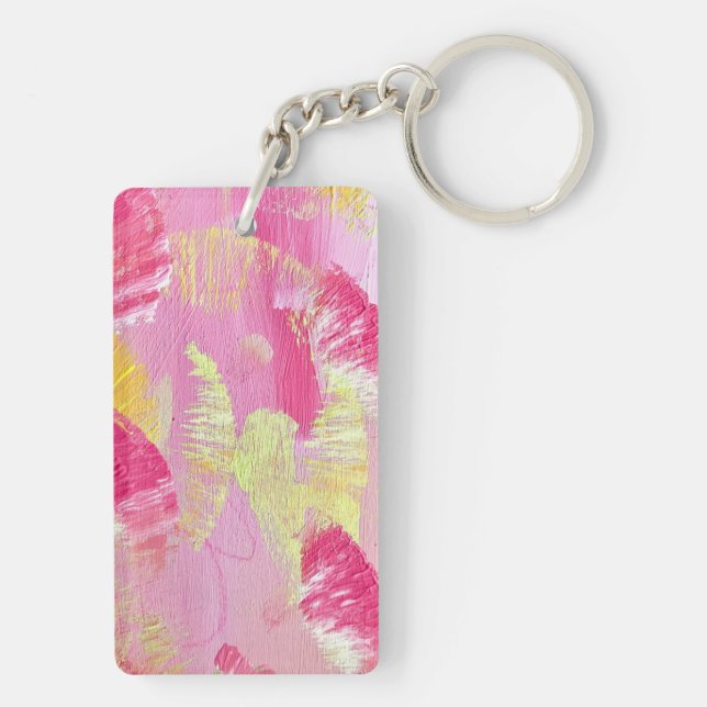 Pink Abstract Art Acrylic Keychain (Back)