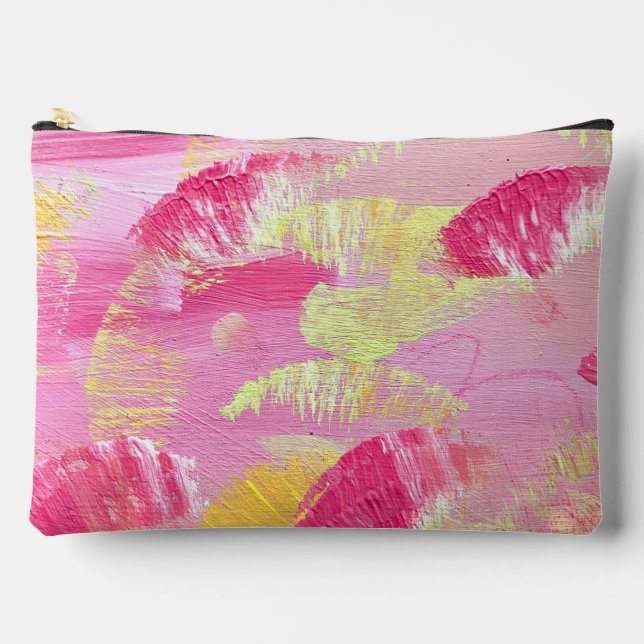 Pink Abstract Art Zipper Pouch or Makeup Bag (Front)
