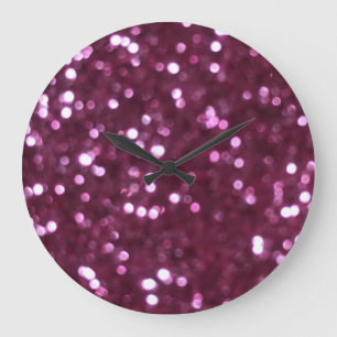Pink abstract, bokeh defocused lights. large clock