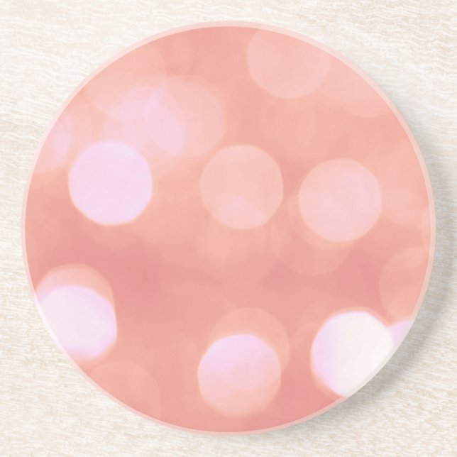 Pink abstract bokeh light dots, feminine design coaster (Front)