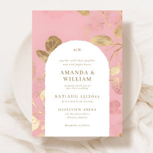 Pink Abstract Botany Wedding Invitation