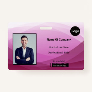 Pink Abstract Business Photo Identification ID ID Badge