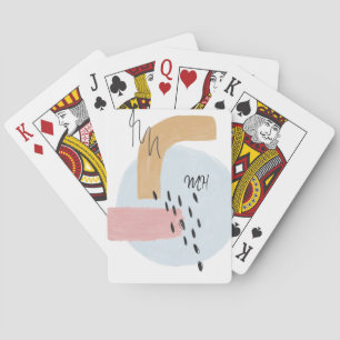 Pink Abstract Calligraphy Initials Monogrammed Playing Cards