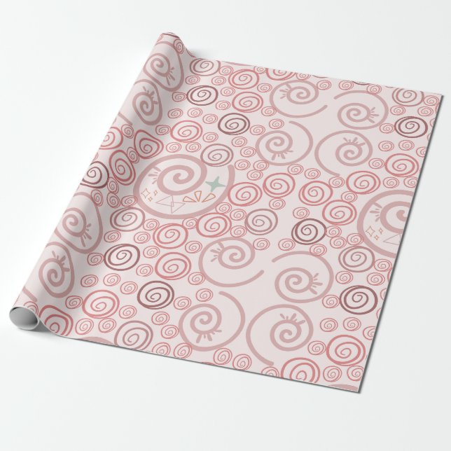 Pink Abstract Coiled Patterned Wrapping Paper (Unrolled)