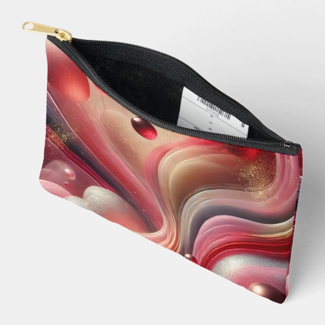 Pink Abstract Design Zippered Pouch (Open)